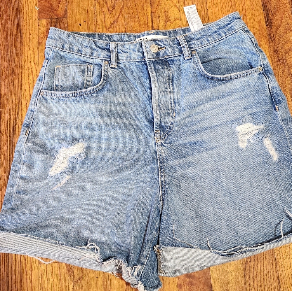 Zara Light Blue button fly Jean Shorts